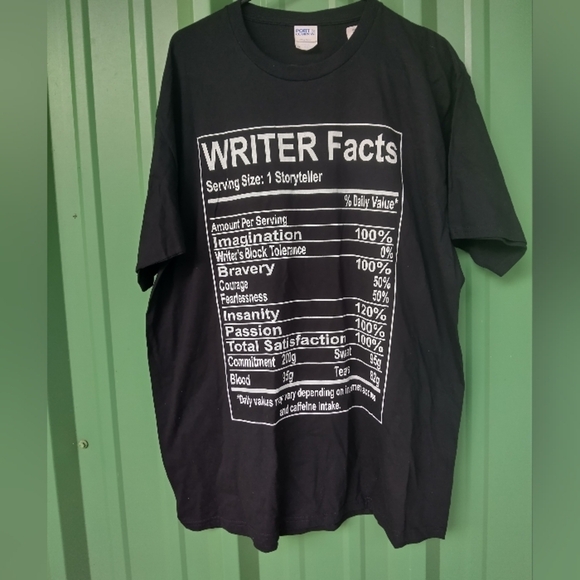 Women's Writer Facts Black Graphic T Shirt Writing Write Suthor Unisex Size XL - Picture 2 of 3
